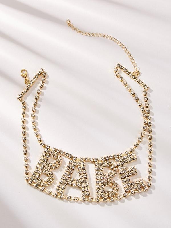 Rhinestone Letter Design Statement Choker 1pc - LuckyFash™