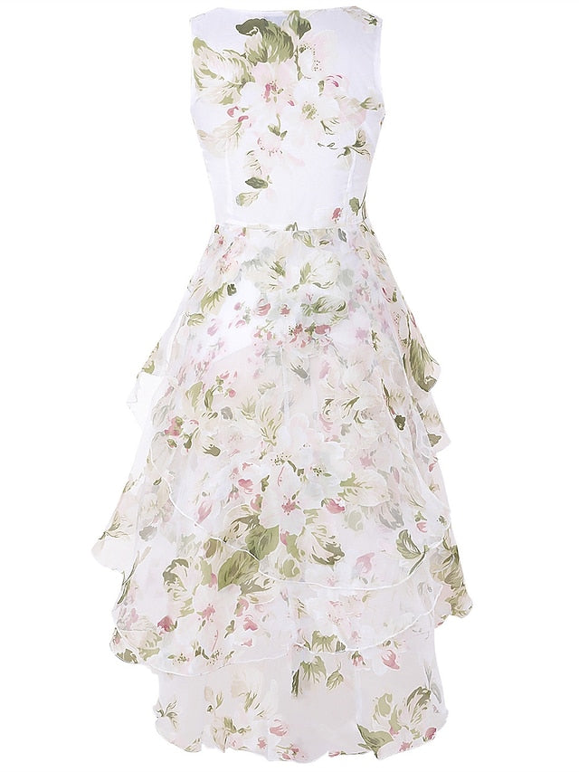 Women's Lace Dress Cocktail Dress Swing Dress Midi Dress White Green Gray Sleeveless Floral Lace Summer Spring Crew Neck Party Birthday Evening Party Wedding Guest 2023 S M L XL 2XL 3XL / Vacation - LuckyFash™