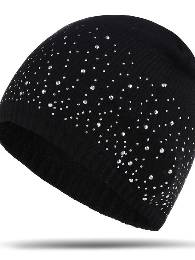 Hat Beanie / Slouchy Black Blue Camel Outdoor Home Daily Beaded Knit Polka Dot Portable Windproof Comfort for Women - LuckyFash™