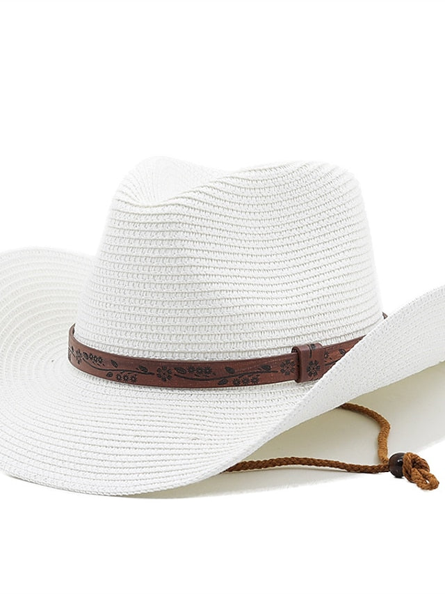 Summer Outdoor Men Women Western Cowboy Straw Hats Curled Brim Breathable Holiday Beach Jazz Cap Fishing Sun Protection Hat - LuckyFash™