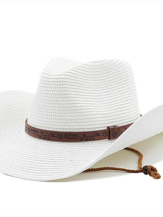 Summer Outdoor Men Women Western Cowboy Straw Hats Curled Brim Breathable Holiday Beach Jazz Cap Fishing Sun Protection Hat - LuckyFash™