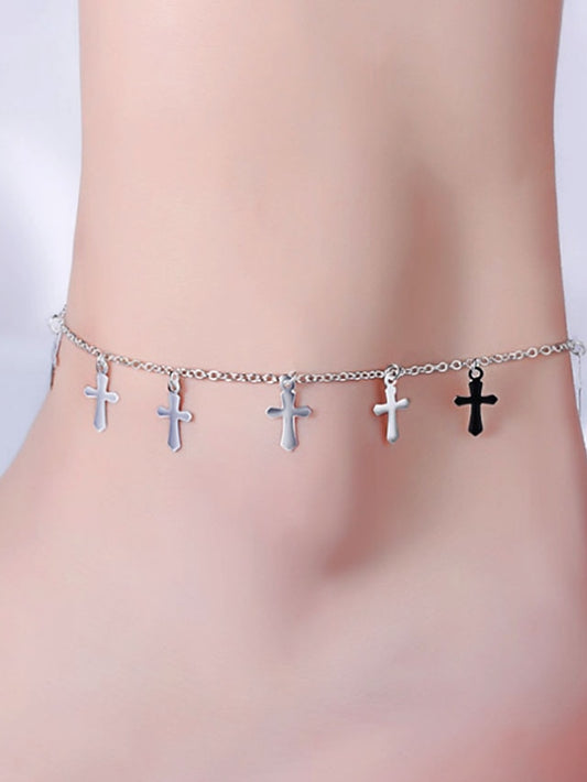 Ankle Bracelet Stylish Simple Women's Body Jewelry For Daily Date Classic Alloy Cross Silver Gold 1PC - LuckyFash™