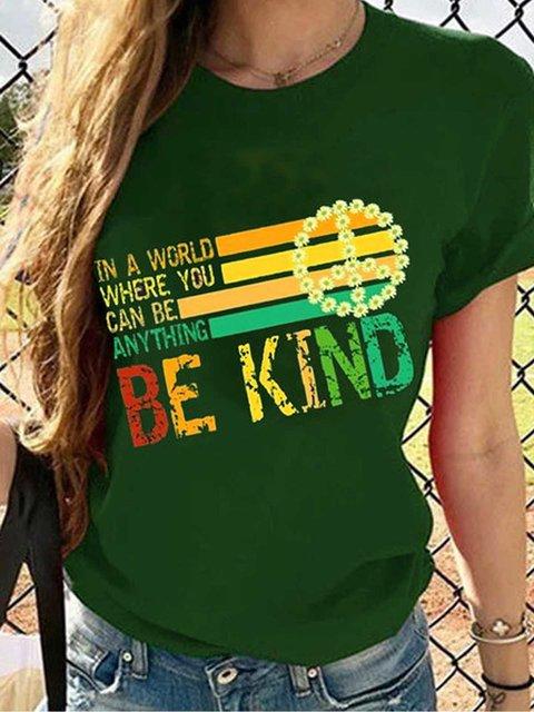 Round Neck Short Sleeve BEKIND Pattern T-Shirts - LuckyFash™