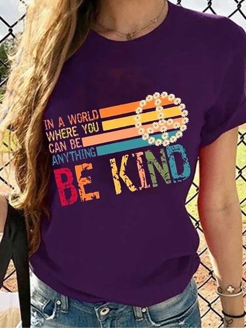 Round Neck Short Sleeve BEKIND Pattern T-Shirts - LuckyFash™