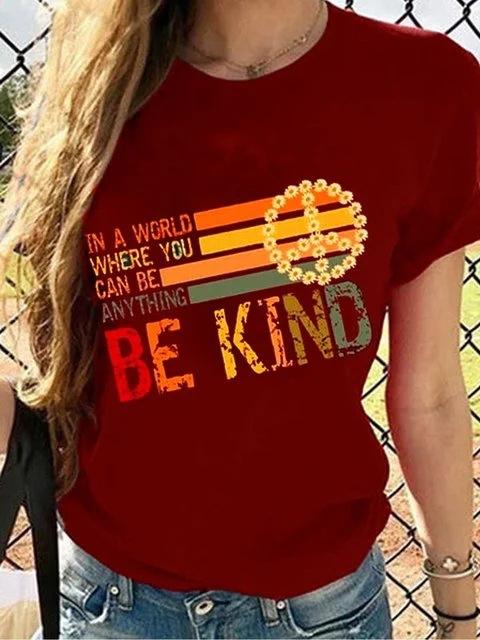 Round Neck Short Sleeve BEKIND Pattern T-Shirts - LuckyFash™