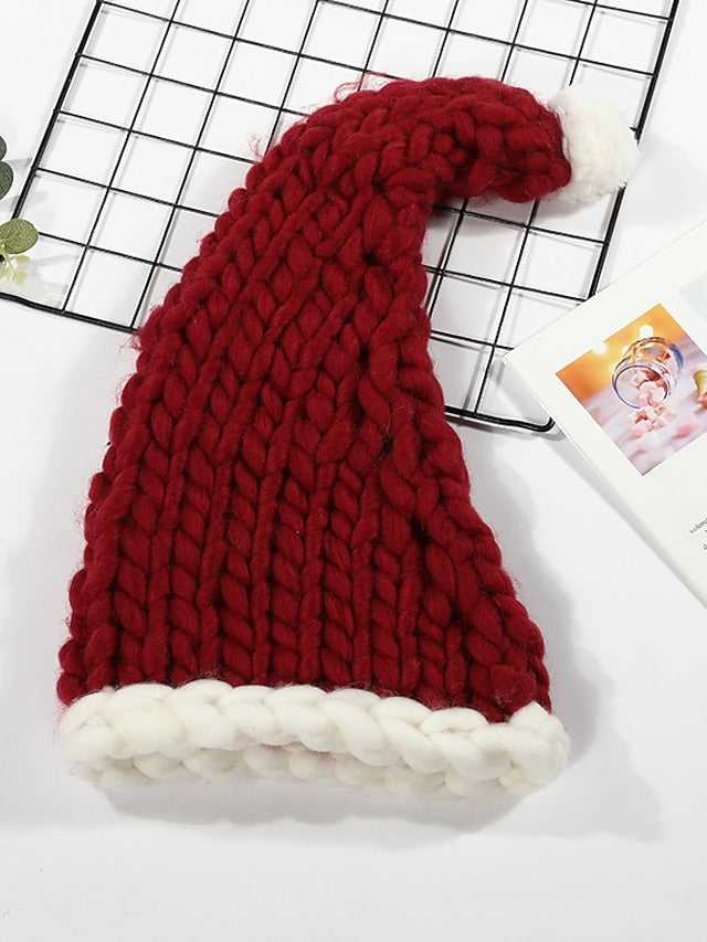 Women's Beanie / Slouchy Christmas Party Dailywear Knitted Pure Color Red Green Hat - LuckyFash™