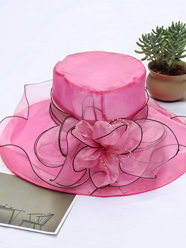 Women's Party Hat Party Wedding Special Occasion Flower Solid Color Wine Black Hat / White / Fall / Winter / Spring / Summer - LuckyFash™