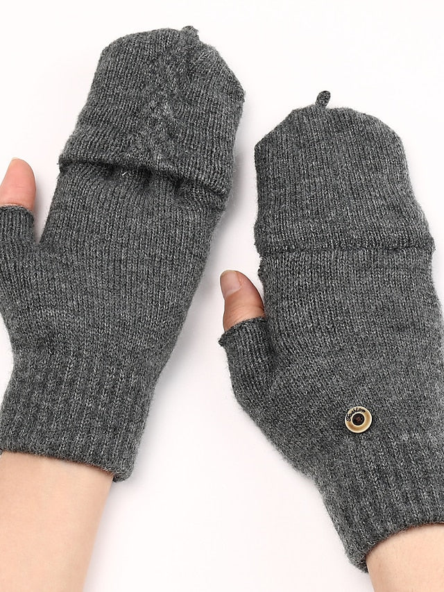 Women's Unisex Convertible Fingerless Gloves Mittens Daily Holiday Solid / Plain Color Polyester Simple Warm 1 Pair - LuckyFash™
