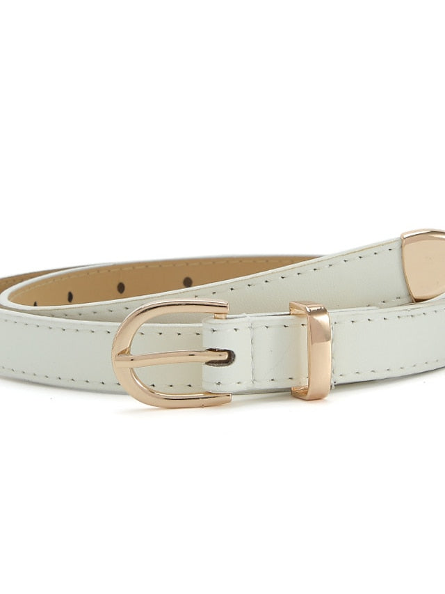 Women's Unisex PU Buckle Belt PU Leather Metal Bucke D-ring Casual Classic Party Daily Violet White Black Silver - LuckyFash™