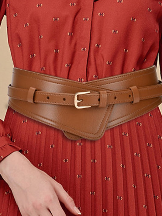 Belt Faux Leather White Black Camel Khaki Orange Wide Belt Outdoor Street Dailywear Holiday Pure Color / Spring / Summer / Fall / Winter for Women - LuckyFash™
