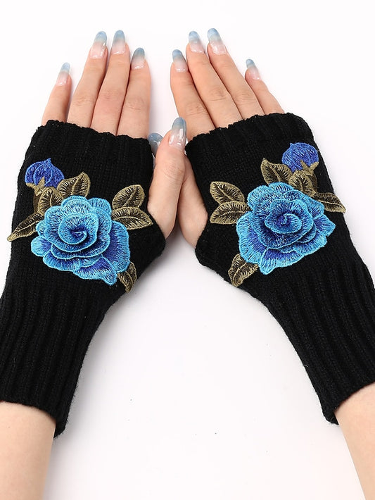 Women's Fingerless Gloves Warm Winter Gloves Gift Daily Flower / Floral Polyester Acrylic Fibers Cosplay Casual 1 Pair - LuckyFash™