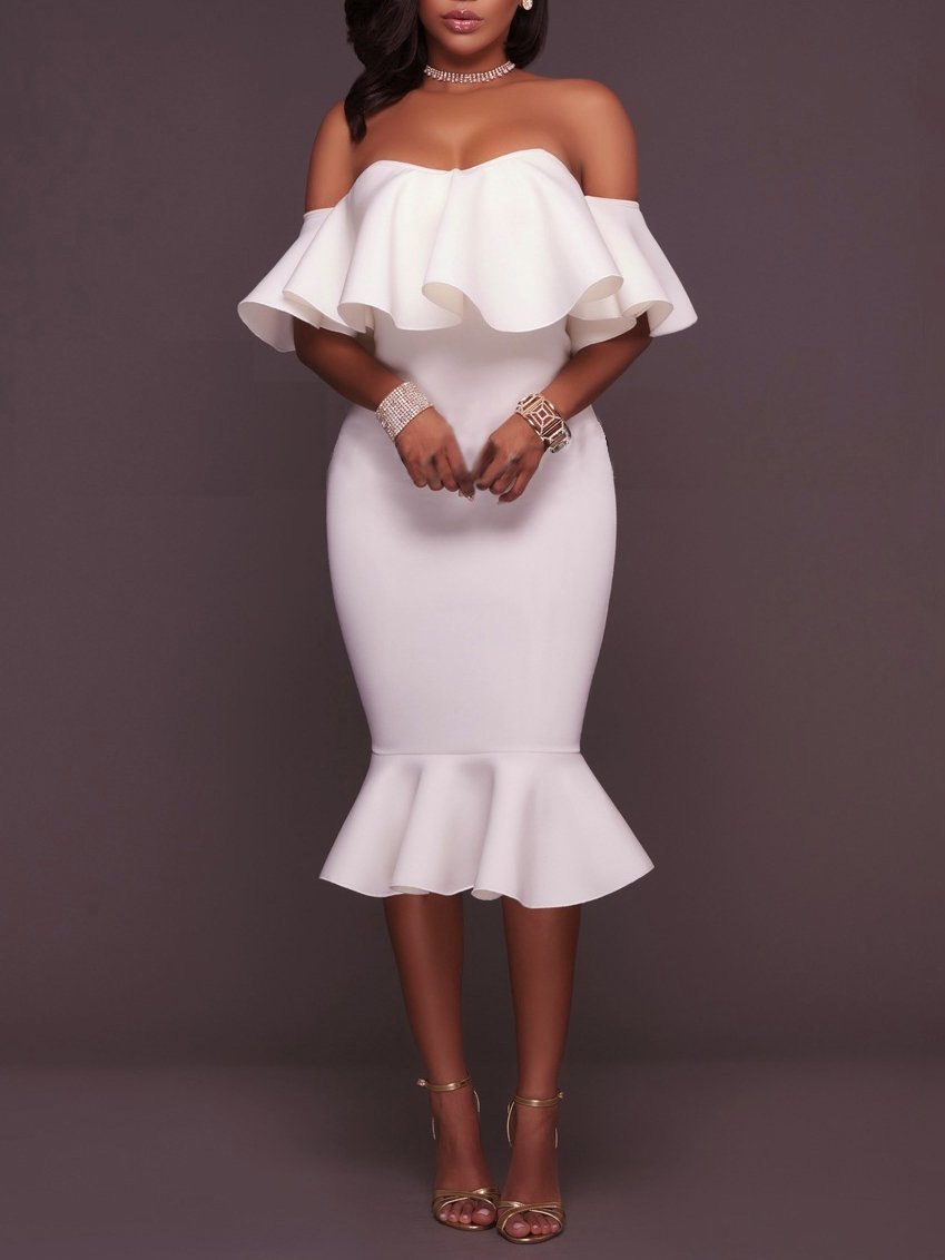 Ruffles Trim One-shoulder Bodycon Dress - LuckyFash™