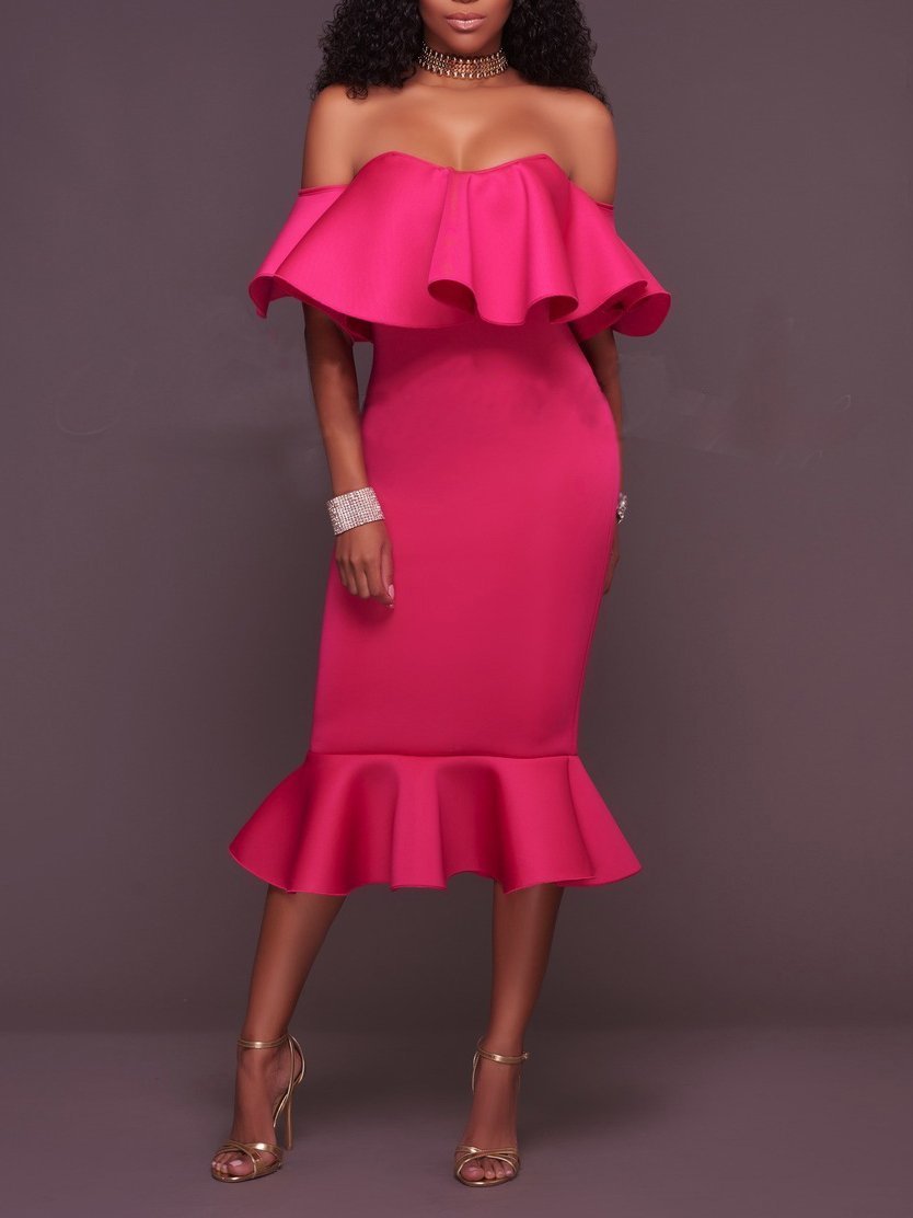 Ruffles Trim One-shoulder Bodycon Dress - LuckyFash™