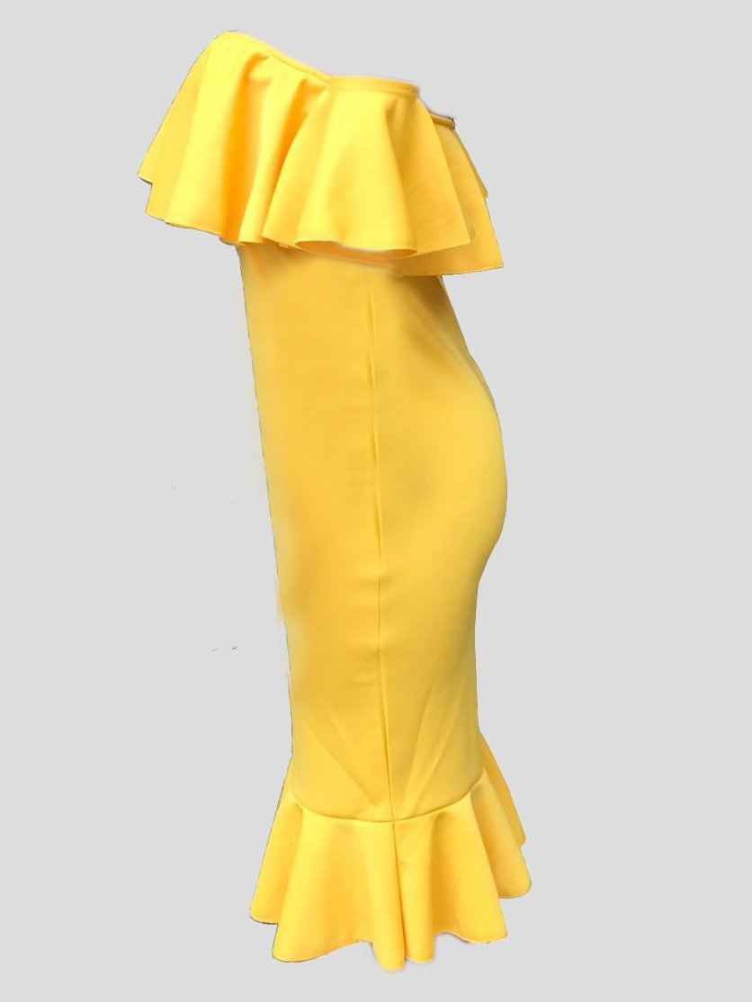 Ruffles Trim One-shoulder Bodycon Dress - LuckyFash™