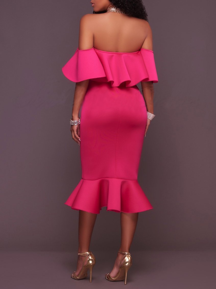 Ruffles Trim One-shoulder Bodycon Dress - LuckyFash™