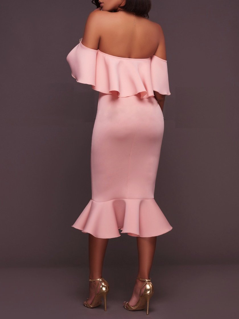 Ruffles Trim One-shoulder Bodycon Dress - LuckyFash™