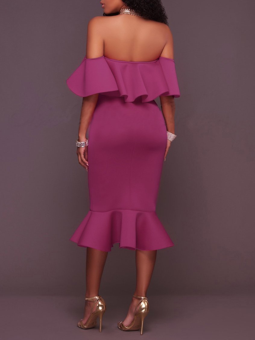 Ruffles Trim One-shoulder Bodycon Dress - LuckyFash™