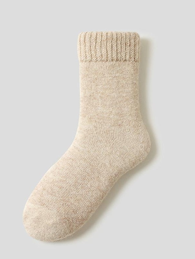 Women's Crew Socks Thick Winter Warm Socks Home Office Work Solid Color Wool Spandex Nylon Basic Casual Classic Warm Casual 1 Pair - LuckyFash™