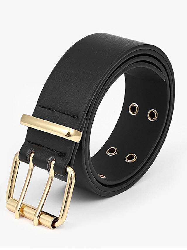 Women's Unisex PU Buckle Belt PU Leather Metal Bucke Eyelet Casual Classic Party Daily White Black Yellow Brown - LuckyFash™