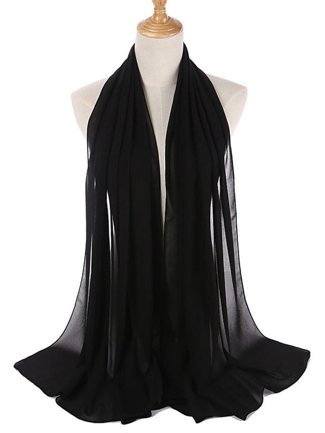 Women's Chiffon Scarf Party Dailywear Holiday Red Pink Scarf Pure Color - LuckyFash™