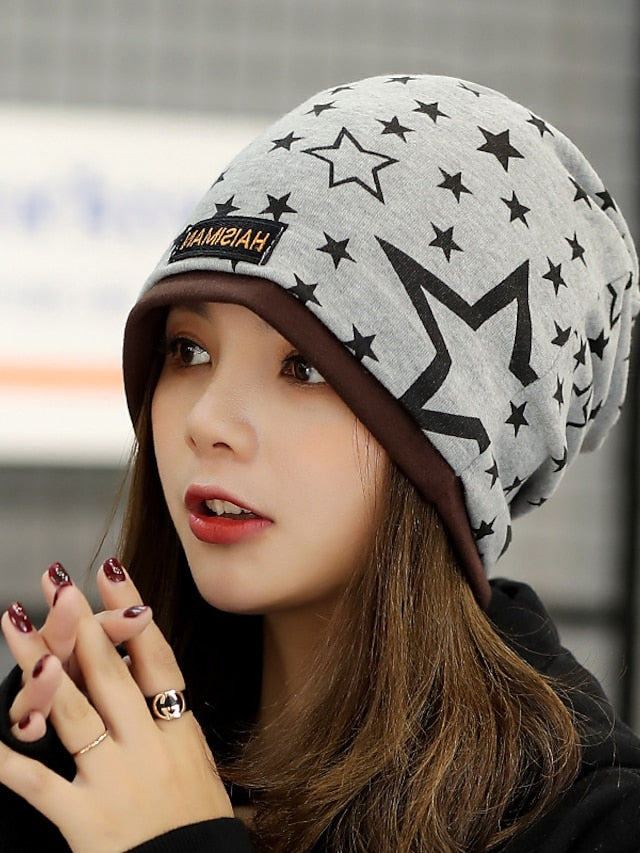 Men's Women's Slouchy Beanie Hat Outdoor Home Daily Stars Spandex Cotton Cute Casual Warm Elastic Casual / Daily 1 pcs - LuckyFash™