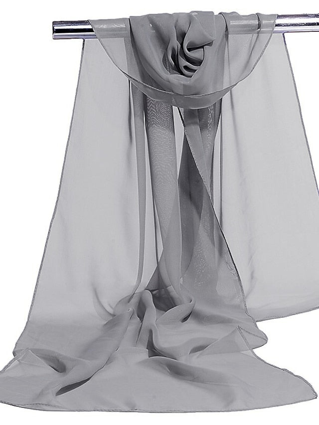 Women's Chiffon Scarf Party Blue Scarf Pure Color Casual Green Gray Pink Fall - LuckyFash™