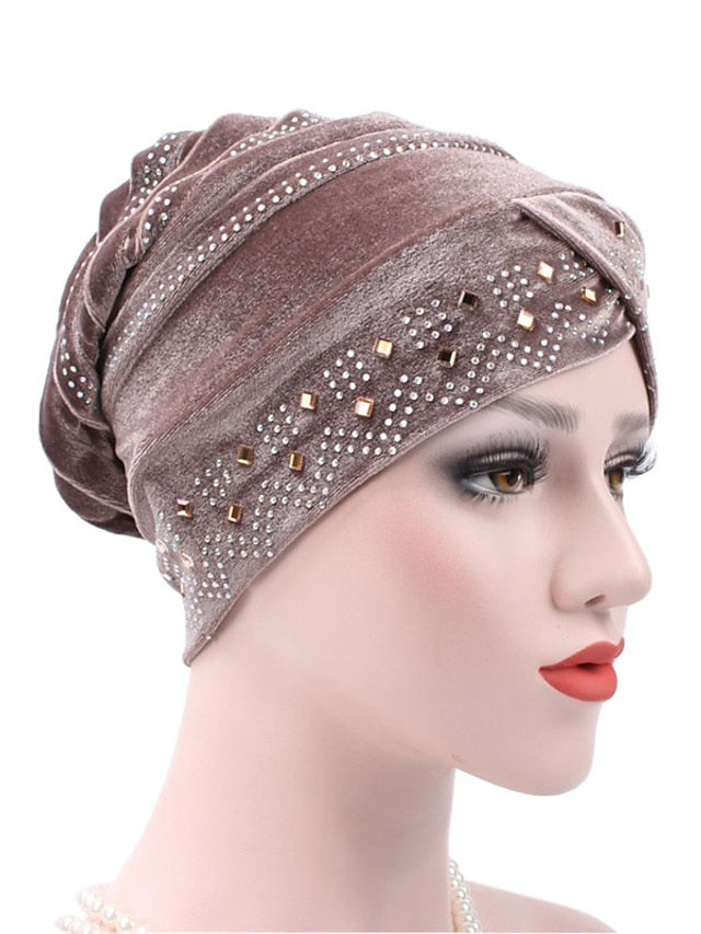 Solid Color Inner Hijabs Muslim Turban Caps For Women With Drill Ethnic Islamic Wrap Head Turbante Ready To Wear Hijab Bonnet - LuckyFash™