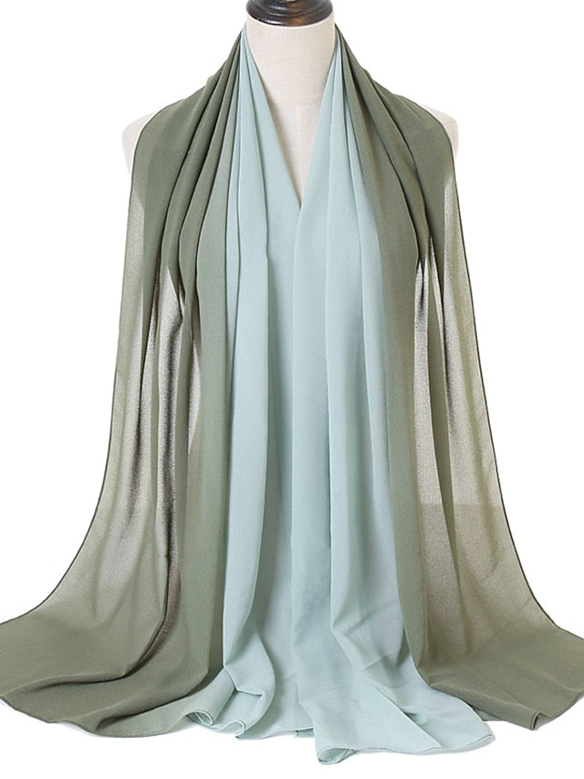 Fashion Gradient Bubble Chiffon Instant Hijab Women High Quality Cover-Up Shawl Wrap Neck Stole Muslim Caps 180*70Cm for Women - LuckyFash™