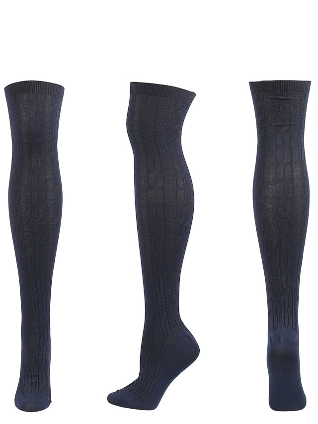 Women's Knee High Socks Home Daily Solid Color Polyester Spandex Basic Classic Warm 1 Pair - LuckyFash™
