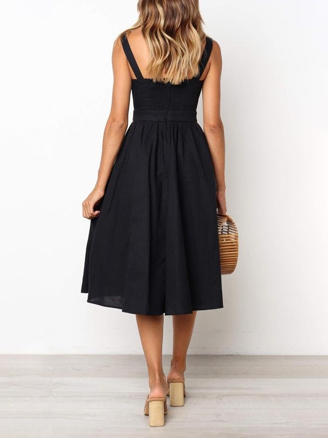 Simple Suspender Square Neck Backless Dress - LuckyFash™