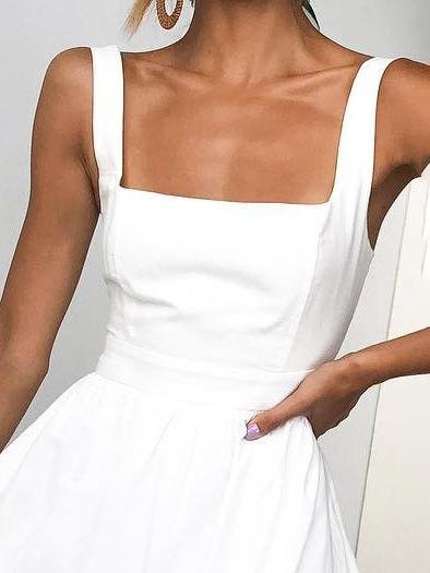 Simple Suspender Square Neck Backless Dress - LuckyFash™