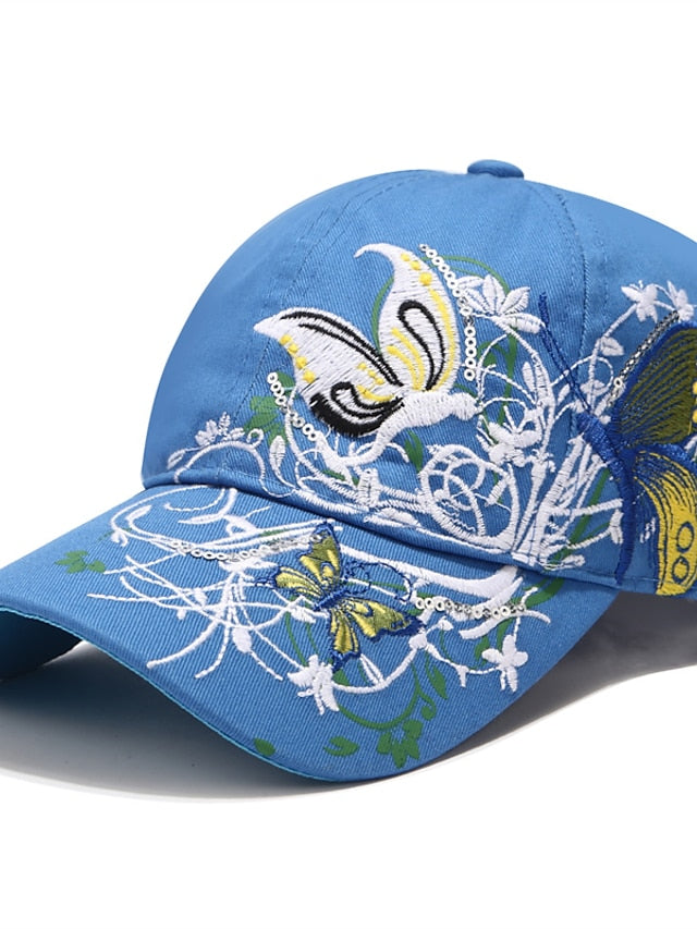 Women's Hat Baseball Cap Black Blue Pink Outdoor Street Dailywear Embroidery Animal Embroidered Flower Windproof Comfort Breathable - LuckyFash™