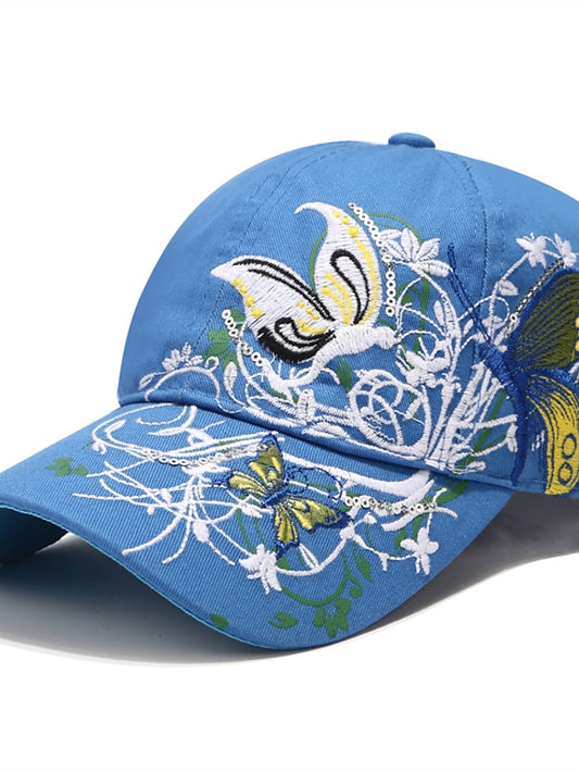 Women's Hat Baseball Cap Black Blue Pink Outdoor Street Dailywear Embroidery Animal Embroidered Flower Windproof Comfort Breathable - LuckyFash™