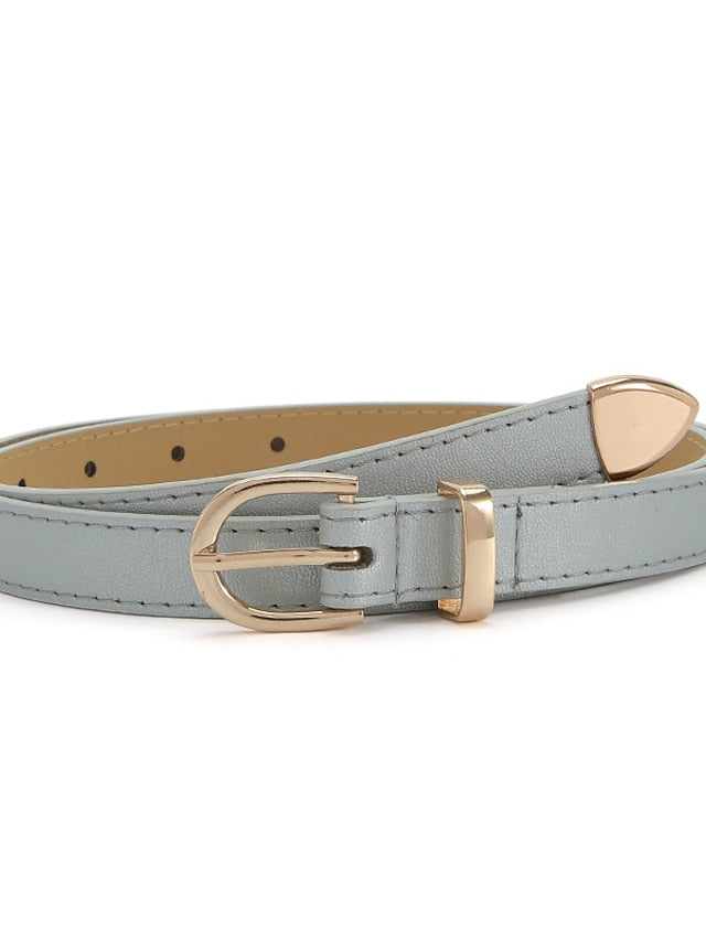 Women's Unisex PU Buckle Belt PU Leather Metal Bucke D-ring Casual Classic Party Daily Violet White Black Silver - LuckyFash™