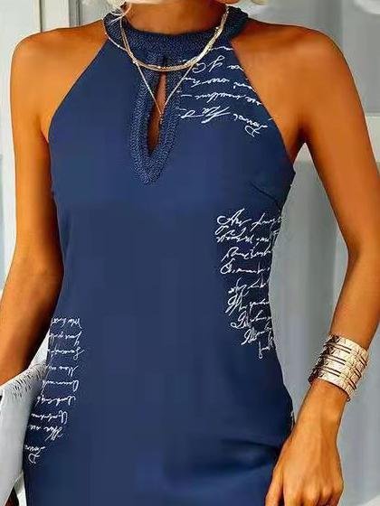 Sleeveless loose letter print dress - LuckyFash™