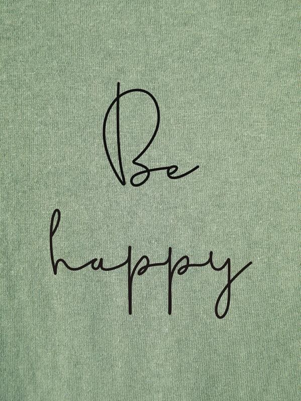 Be Happy Slogan Graphic Short Sleeve Tee - LuckyFash™