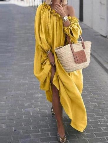 Sloping Shoulder Off Shoulder Loose Dress - LuckyFash™