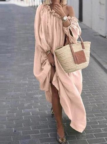 Sloping Shoulder Off Shoulder Loose Dress - LuckyFash™