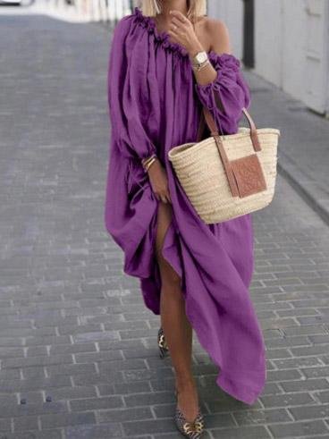 Sloping Shoulder Off Shoulder Loose Dress - LuckyFash™