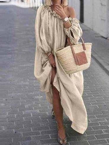 Sloping Shoulder Off Shoulder Loose Dress - LuckyFash™