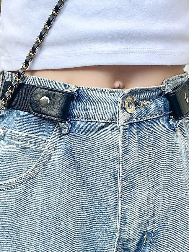 Women's Clear Belt Nylon Steel Buckle Plain Casual Work Daily Black White Blue Coffee - LuckyFash™