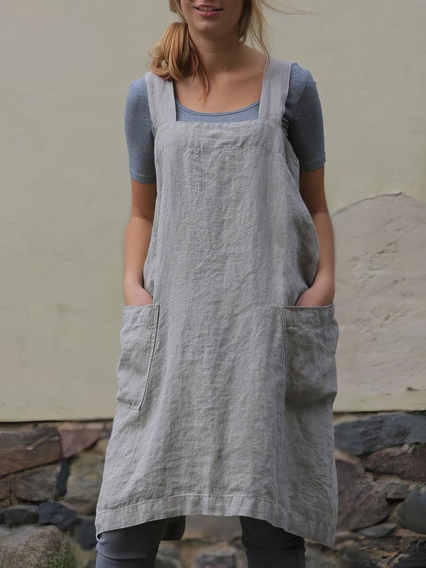 Solid Home Service Loose Short Dress With Pocket - LuckyFash™