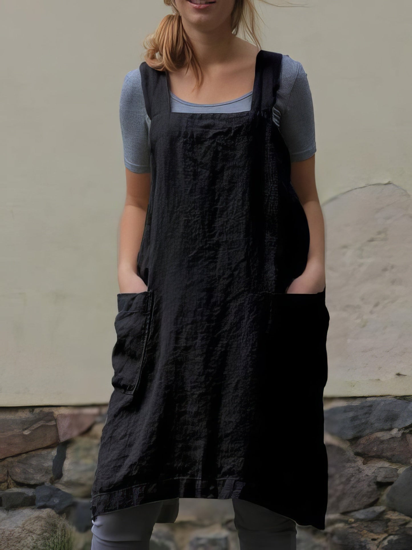 Solid Home Service Loose Short Dress With Pocket - LuckyFash™