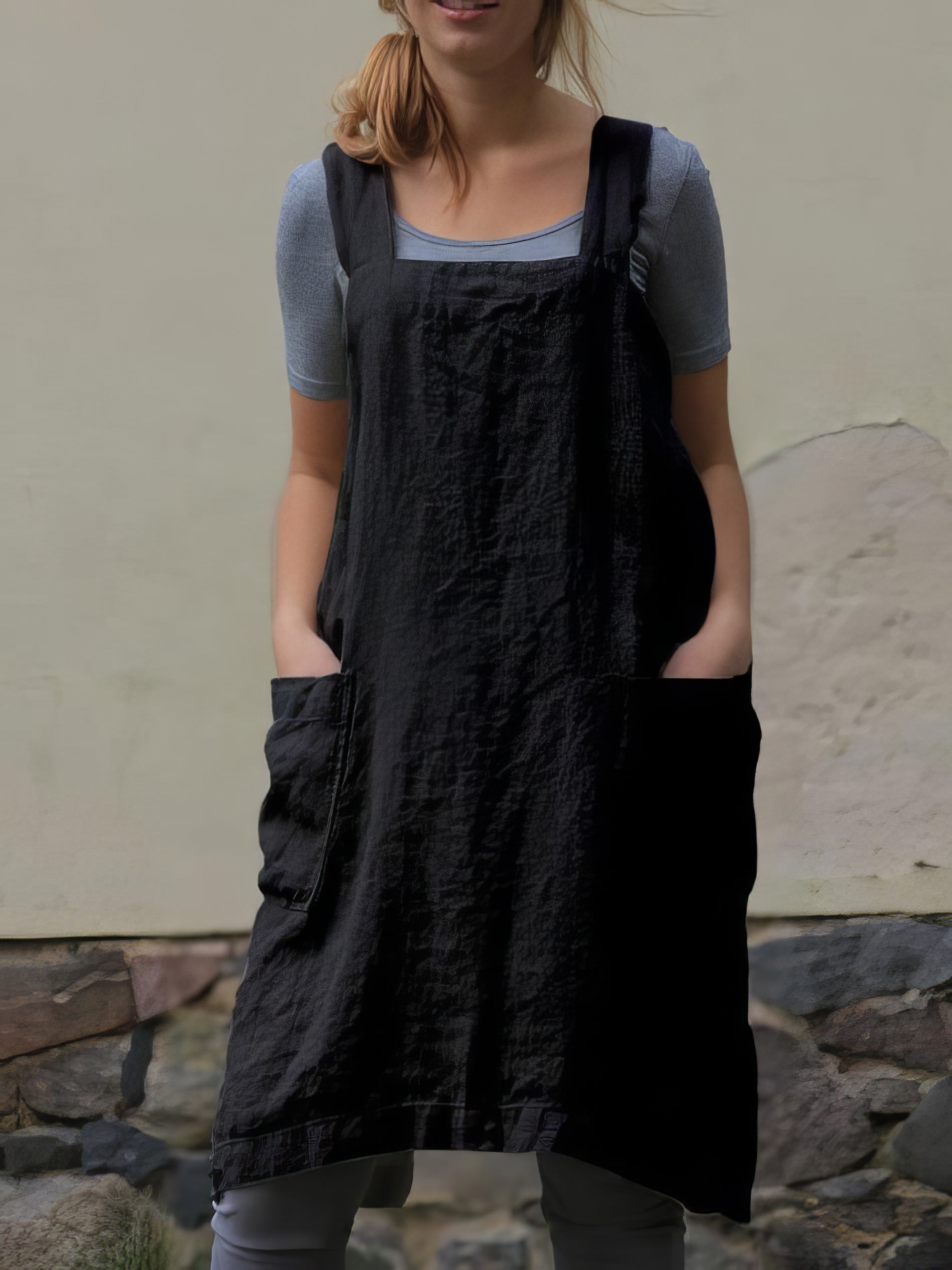 Solid Home Service Loose Short Dress With Pocket - LuckyFash™