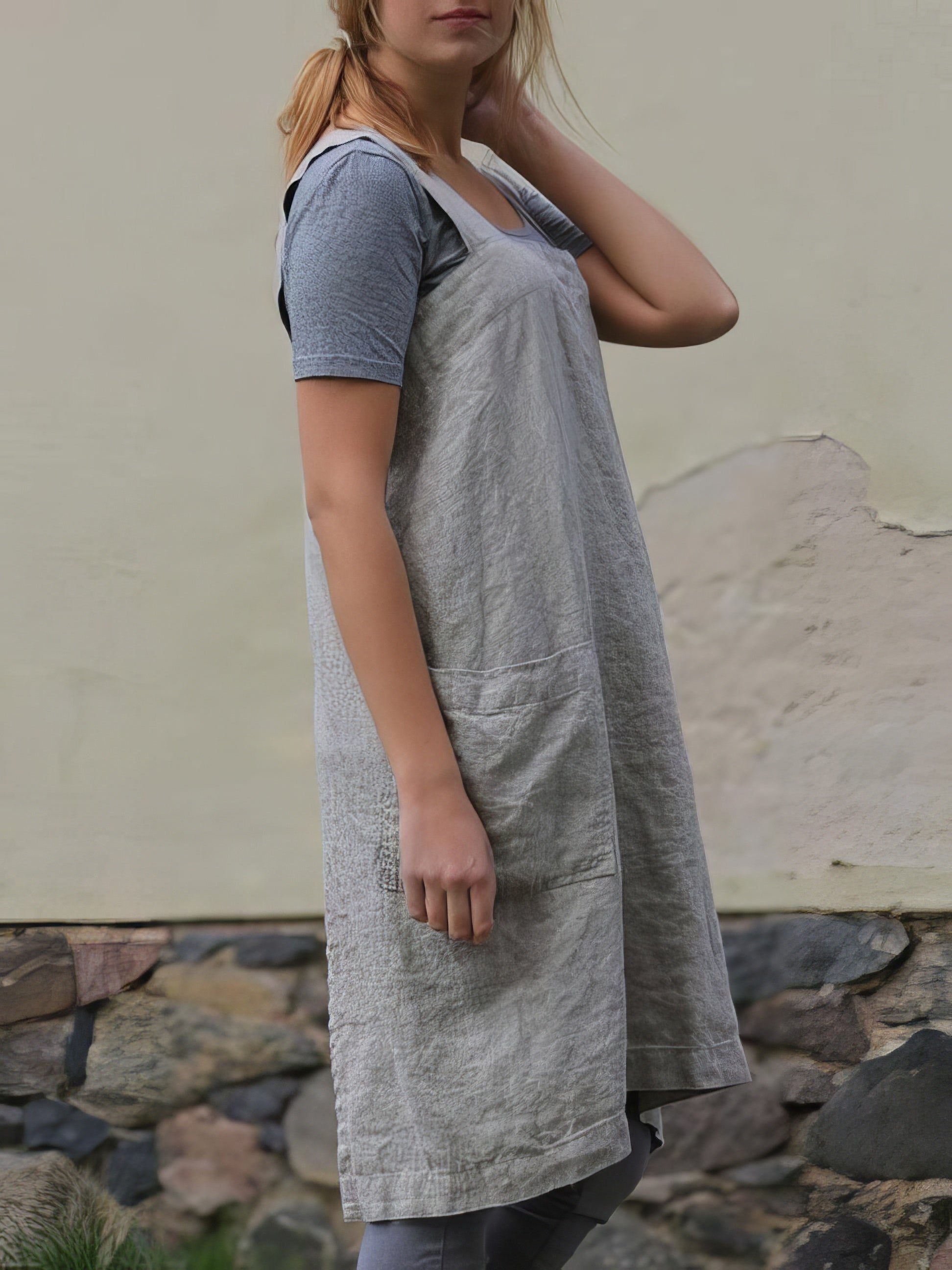 Solid Home Service Loose Short Dress With Pocket - LuckyFash™