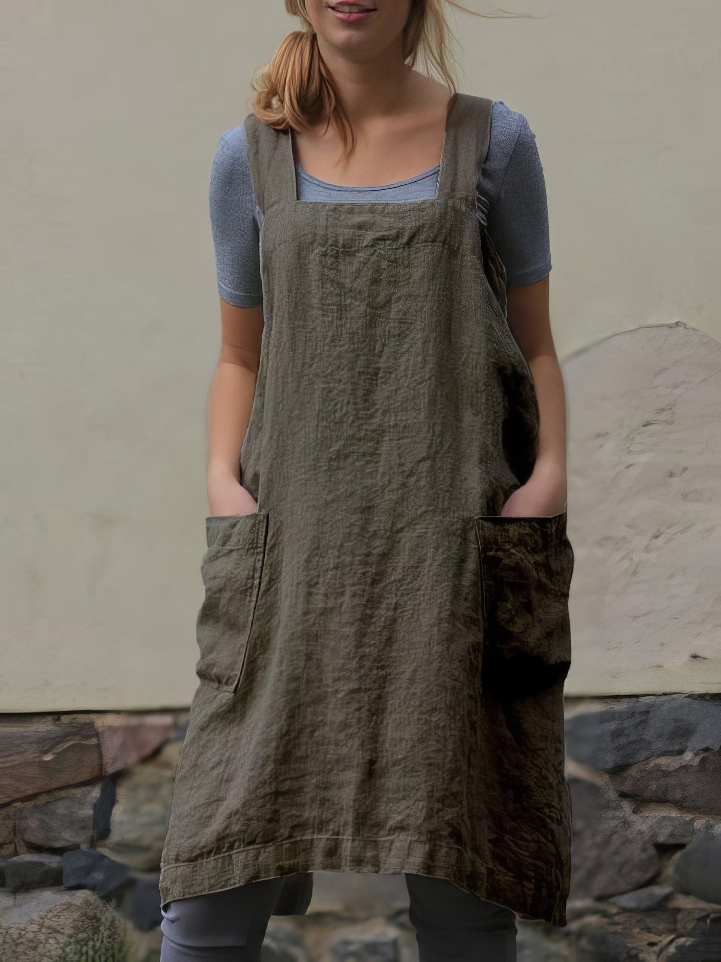 Solid Home Service Loose Short Dress With Pocket - LuckyFash™