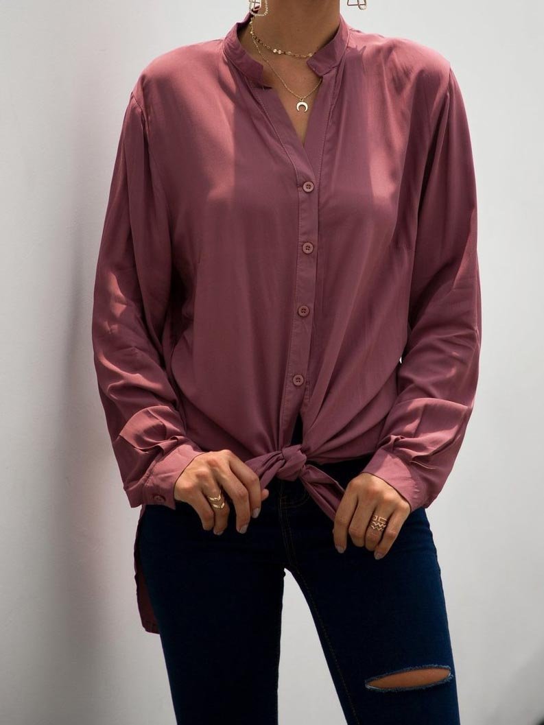 Split Chiffon Plush Long Loose Shirt Dress - LuckyFash™