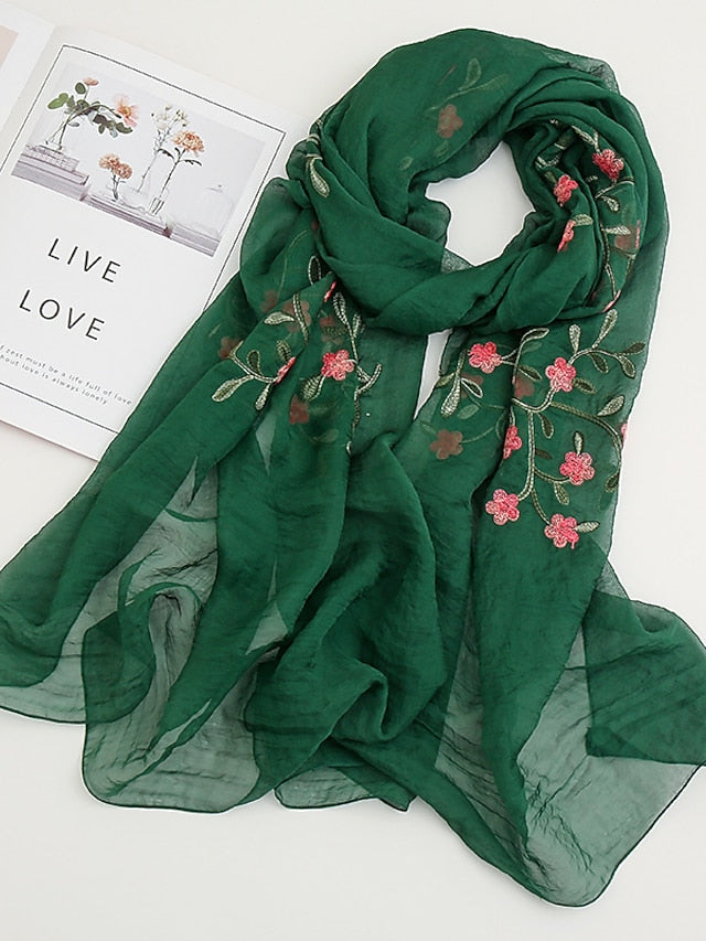 Women's Scarves Daily Holiday Flowers Cotton Polyester Vacation Bohemia Sunscreen Outdoor Casual 1 PC - LuckyFash™