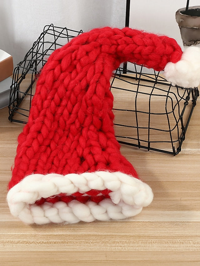 Women's Beanie / Slouchy Christmas Party Dailywear Knitted Pure Color Red Green Hat - LuckyFash™