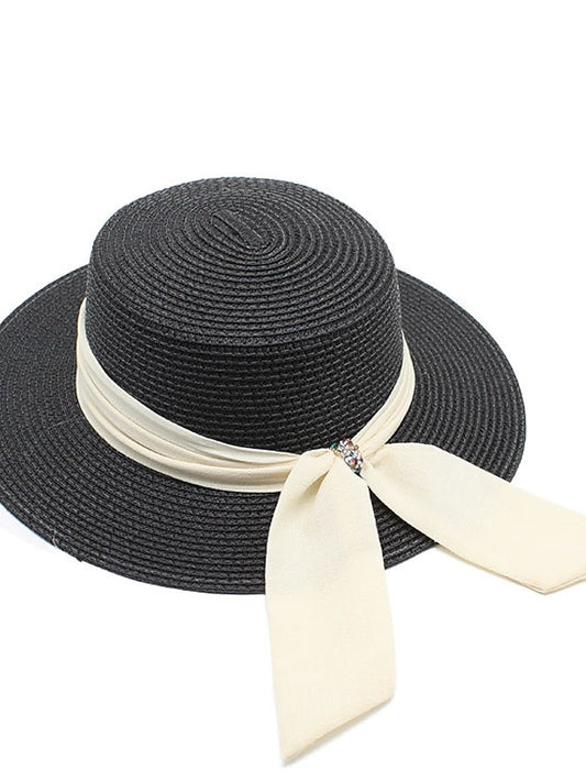 Women's Hat Straw Hat Sun Hat Black Pink khaki Outdoor Street Daily Pure Color Pure Color Portable Breathable - LuckyFash™
